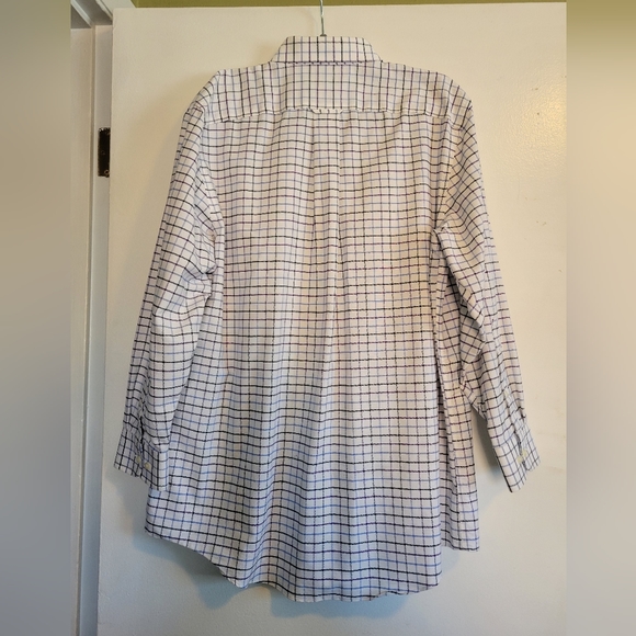 Stafford Travel Wrinkle-Free Oxford in White w/ Blue Check - Picture 2 of 4